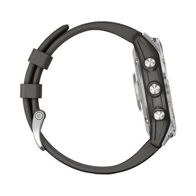 Часы Garmin Fenix 7 серебристый с графитовым силиконовым ремешком